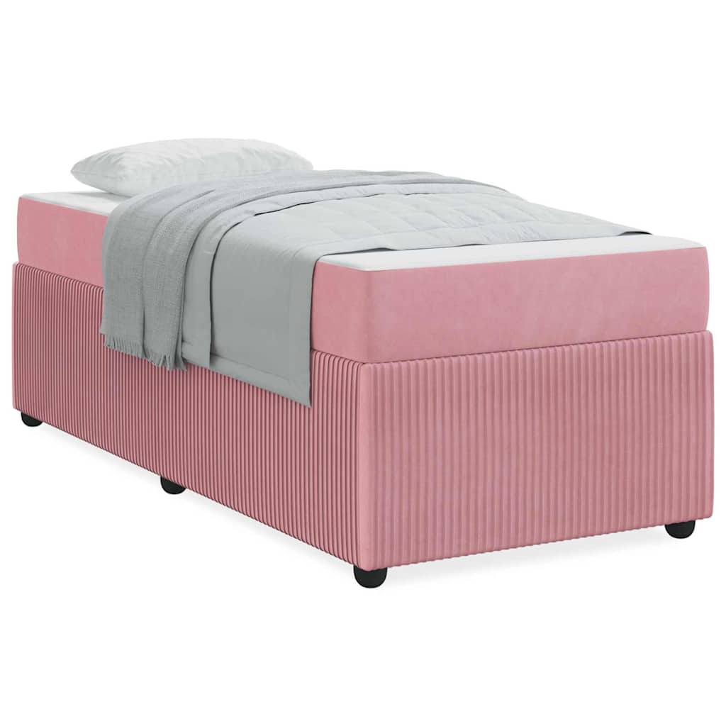 Bettgestell mit Matratze mit Matratze Rosa 90 x 200 cm Samt