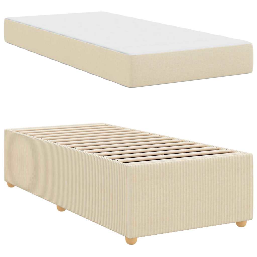Bettgestell mit Matratze mit Matratze Creme 100 x 200 cm Stoff