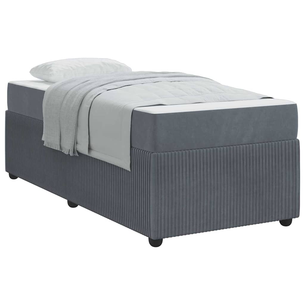 Bettgestell mit Matratze Dunkelgrau 100 x 200 cm Samt
