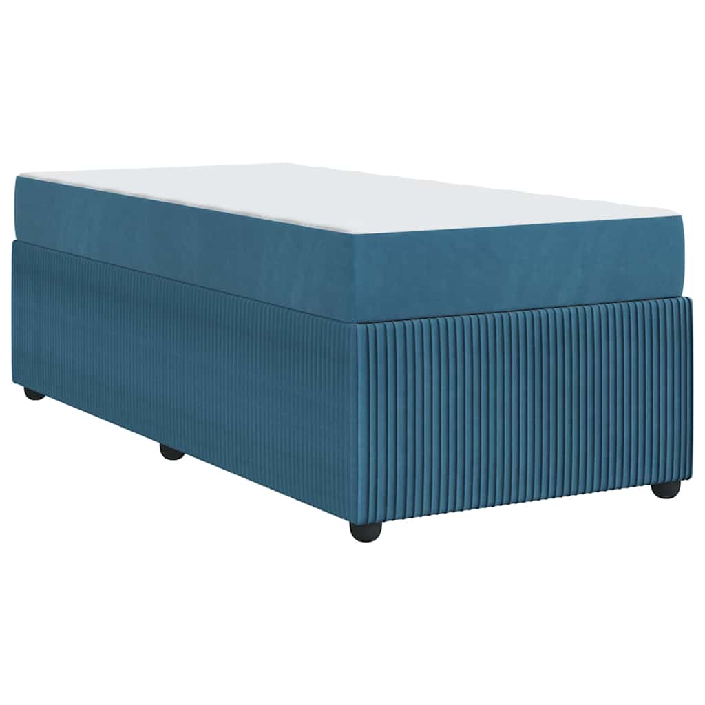 Bettgestell mit Matratze mit Matratze Blau 100 x 200 cm Samt