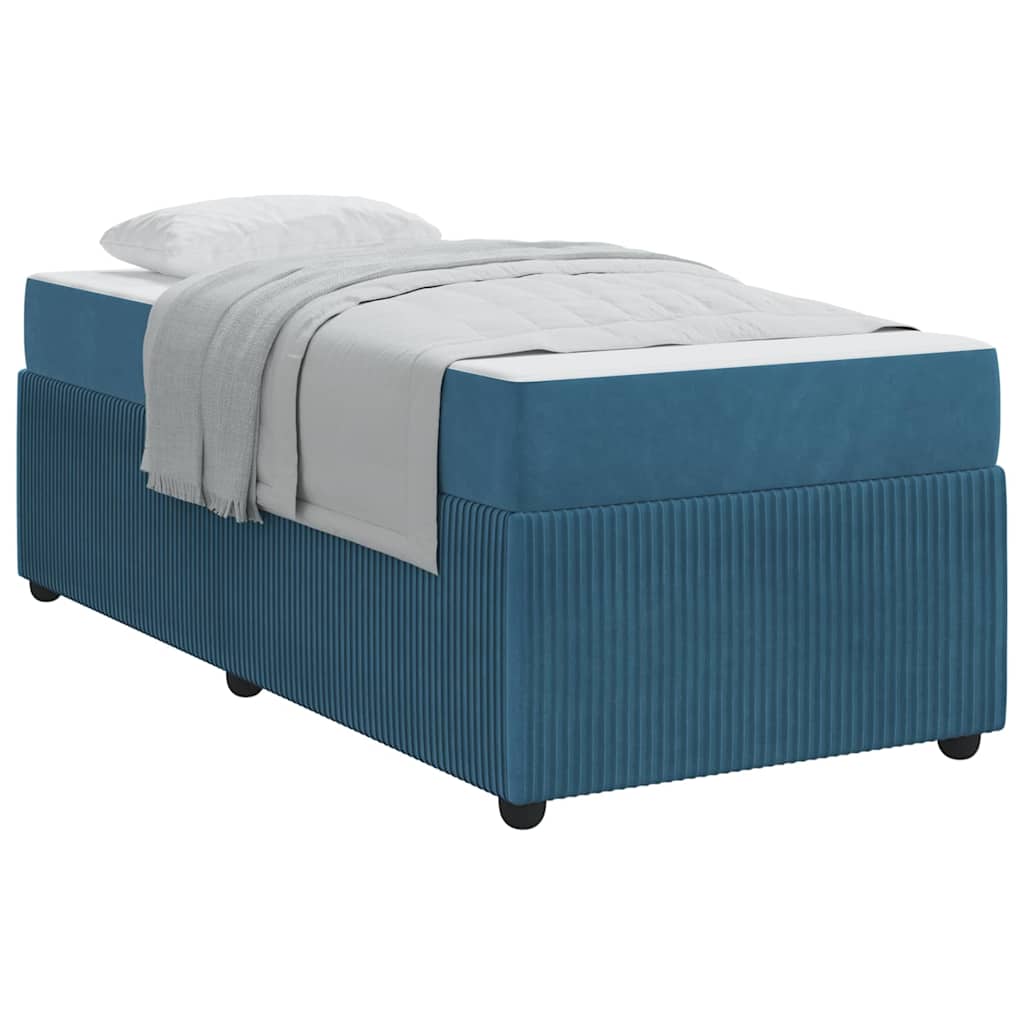 Bettgestell mit Matratze mit Matratze Blau 100 x 200 cm Samt