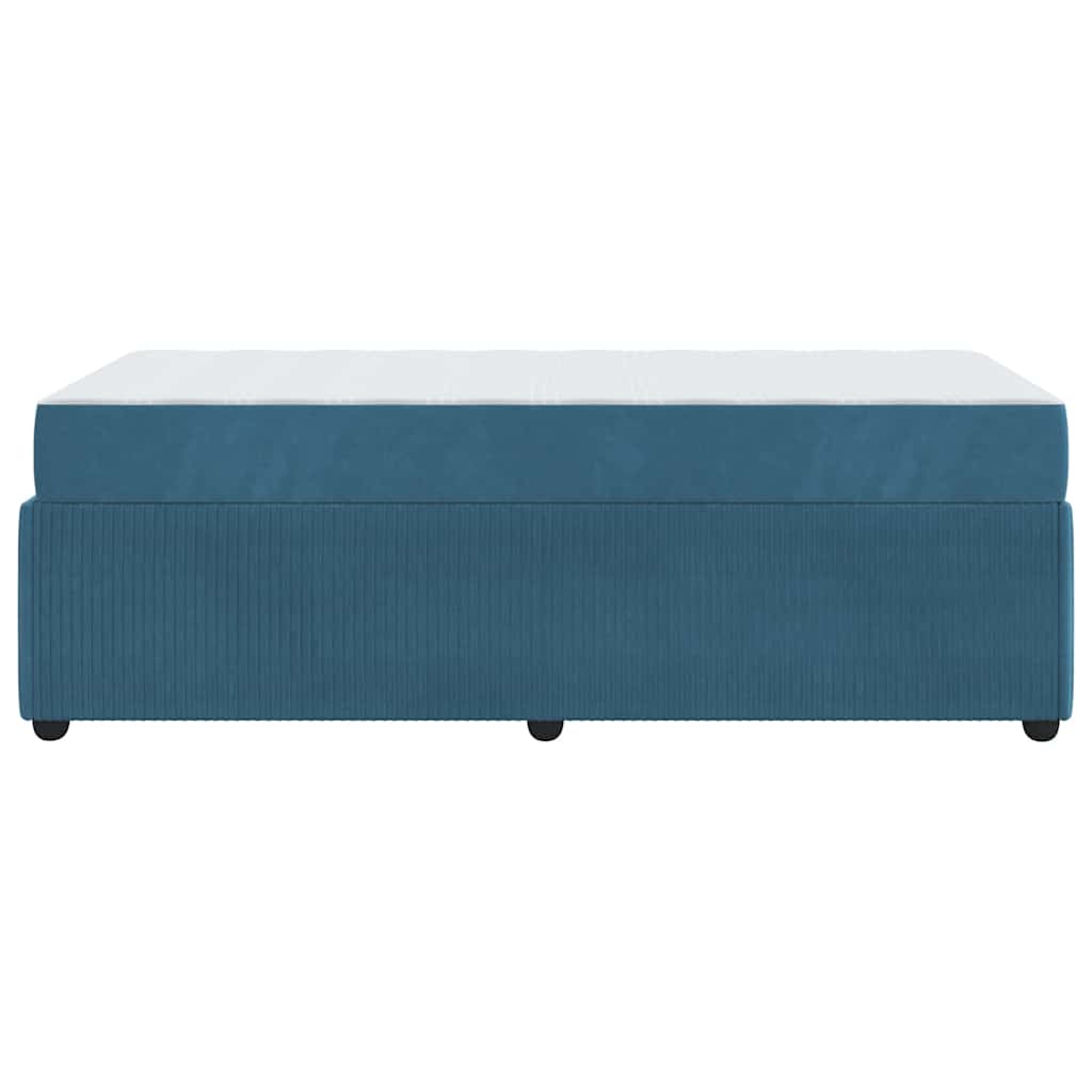 Bettgestell mit Matratze mit Matratze Blau 100 x 200 cm Samt