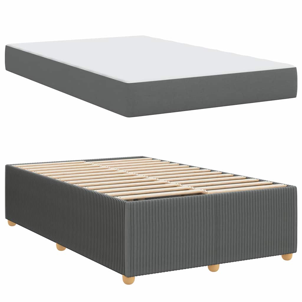 Bettgestell mit Matratze Dunkelgrau 120 x 190 cm Stoff