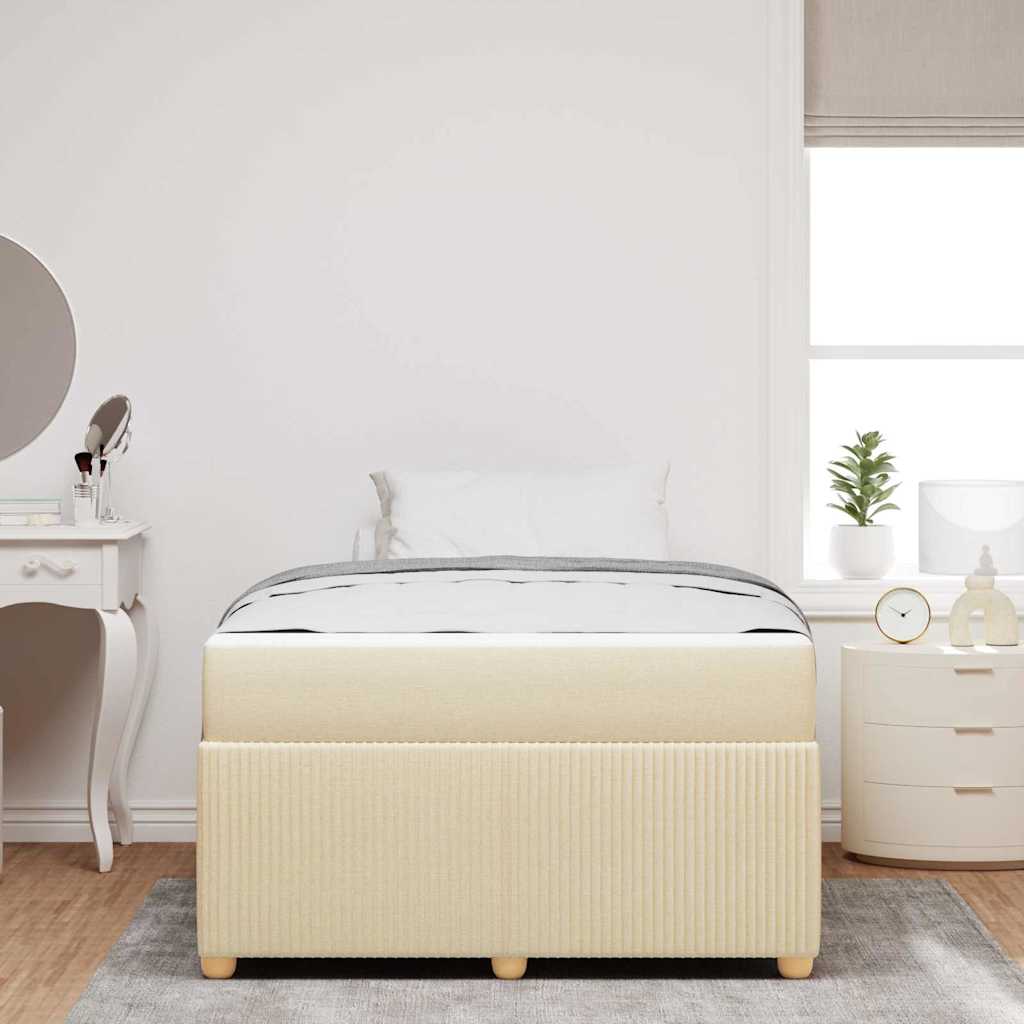 Bettgestell mit Matratze mit Matratze Creme 120 x 190 cm Stoff