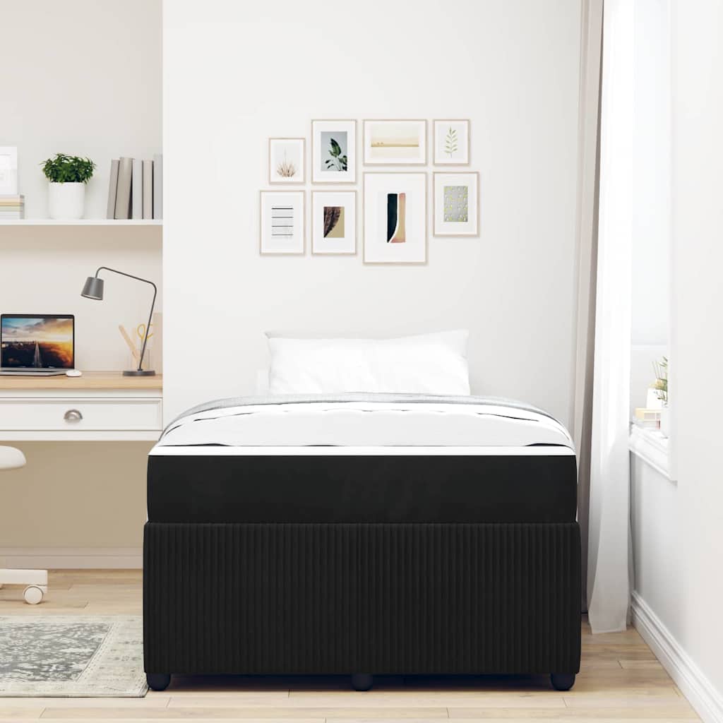 Bettgestell mit Matratze mit Matratze Schwarz 120 x 190 cm Samt