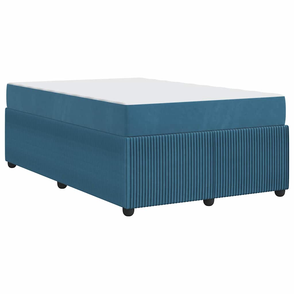 Bettgestell mit Matratze mit Matratze Blau 120 x 190 cm Samt