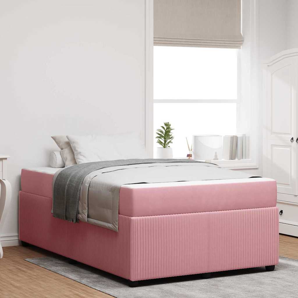 Bettgestell mit Matratze mit Matratze Rosa 120 x 190 cm Samt