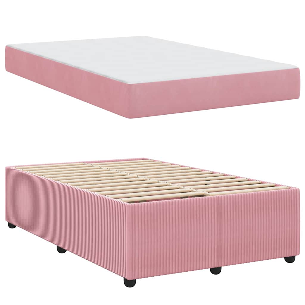 Bettgestell mit Matratze mit Matratze Rosa 120 x 190 cm Samt