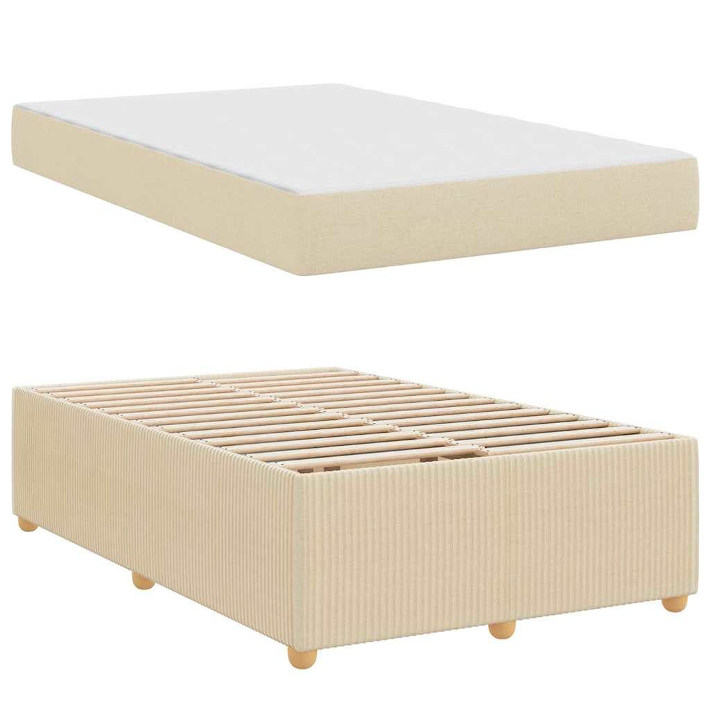 Bettgestell mit Matratze mit Matratze Creme 120 x 200 cm Stoff