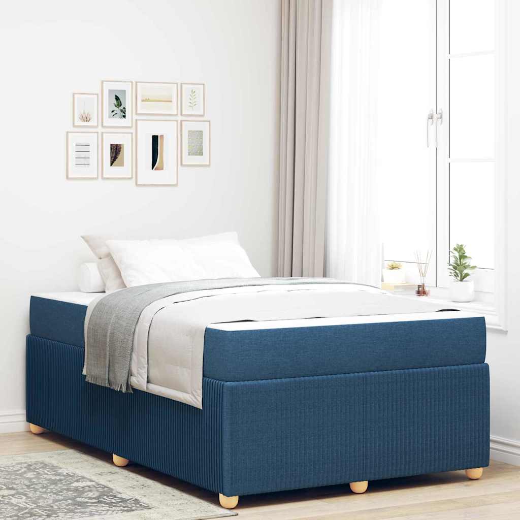 Bettgestell mit Matratze mit Matratze Blau 120 x 200 cm Stoff