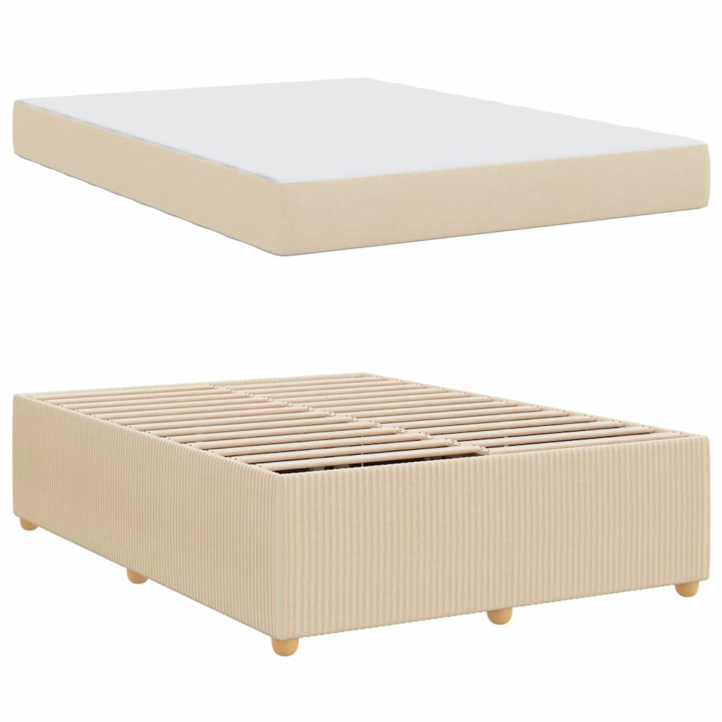 Bettgestell mit Matratze mit Matratze Creme 140 x 200 cm Stoff