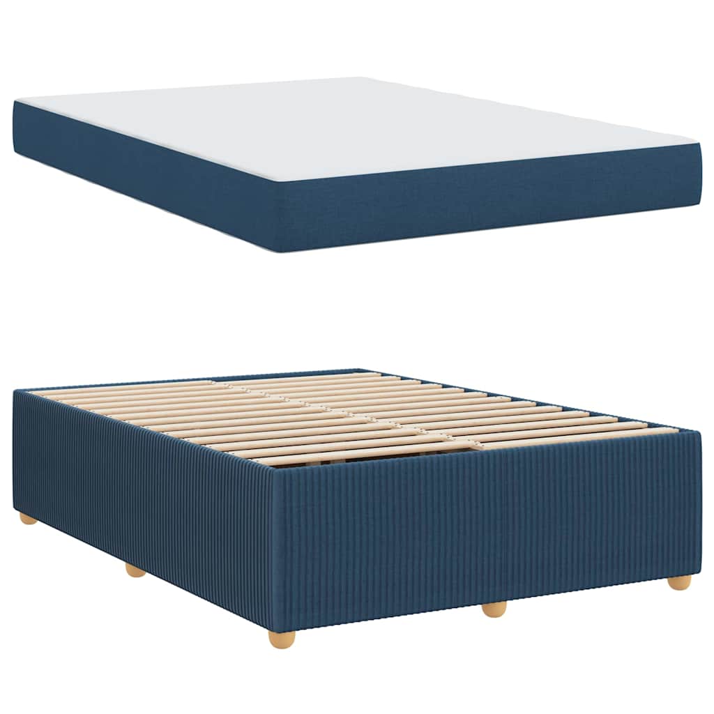 Bettgestell mit Matratze mit Matratze Blau 140 x 200 cm Stoff