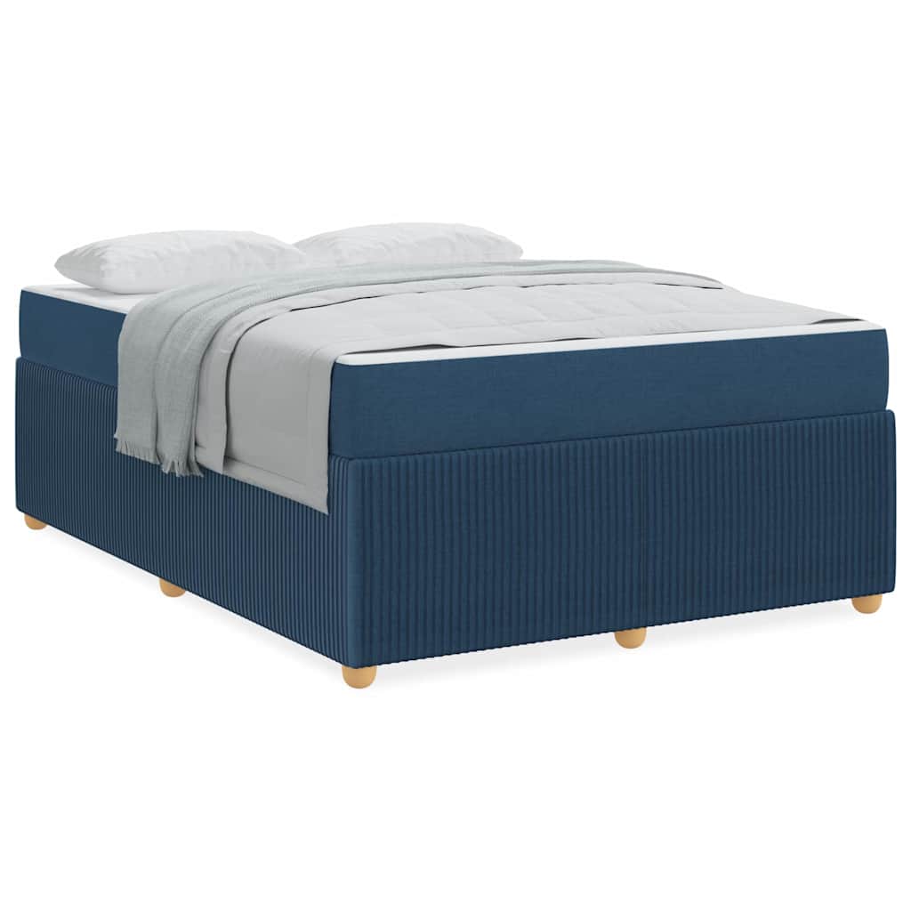 Bettgestell mit Matratze mit Matratze Blau 140 x 200 cm Stoff