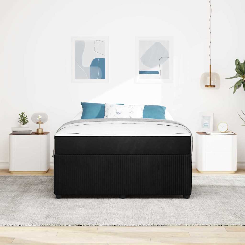 Bettgestell mit Matratze mit Matratze Schwarz 140 x 200 cm Samt