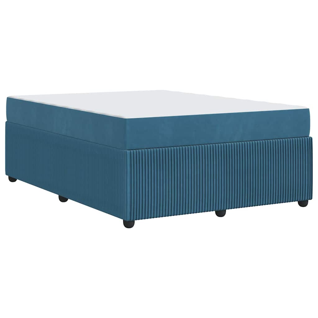 Bettgestell mit Matratze mit Matratze Blau 140 x 200 cm Samt