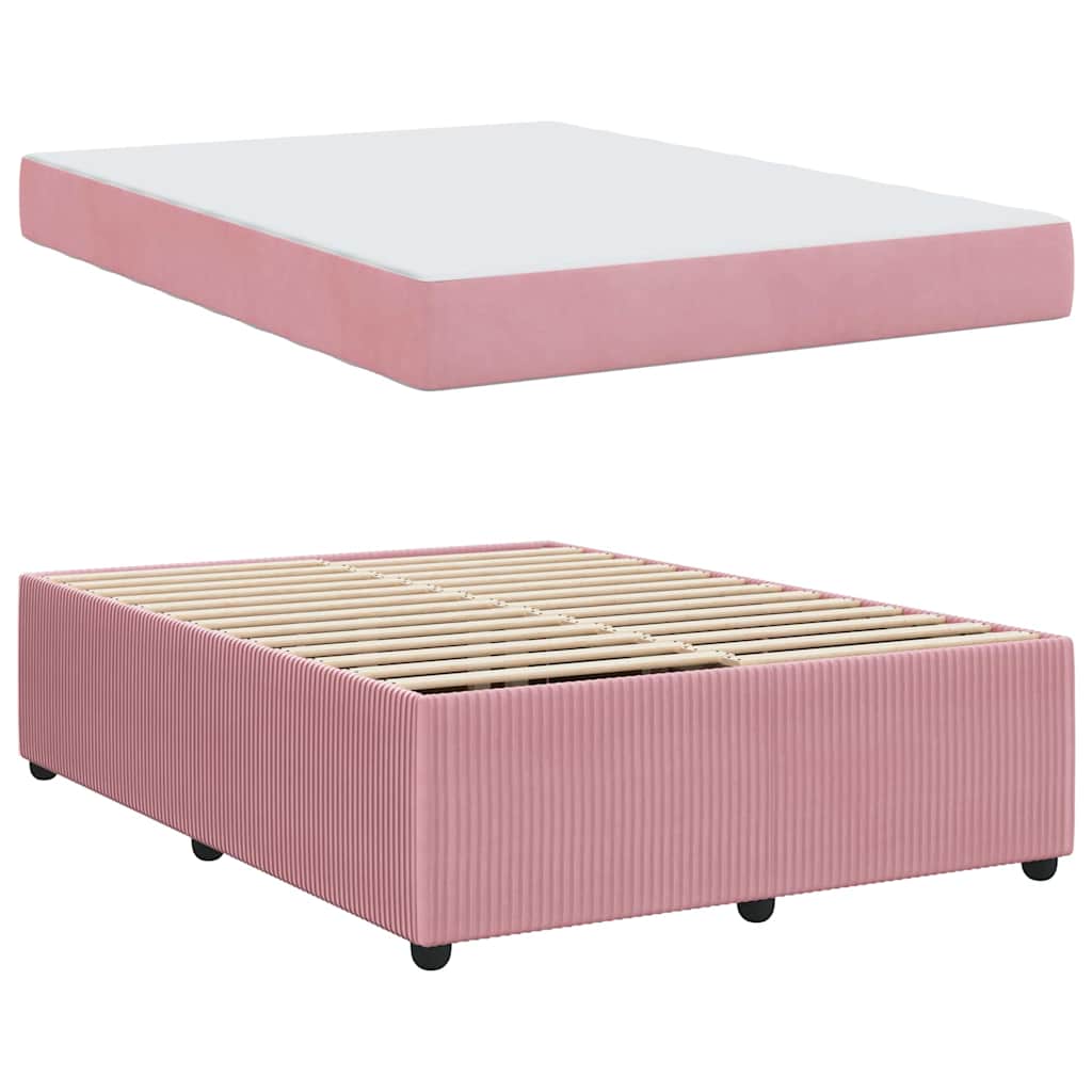 Bettgestell mit Matratze mit Matratze Rosa 140 x 200 cm Samt