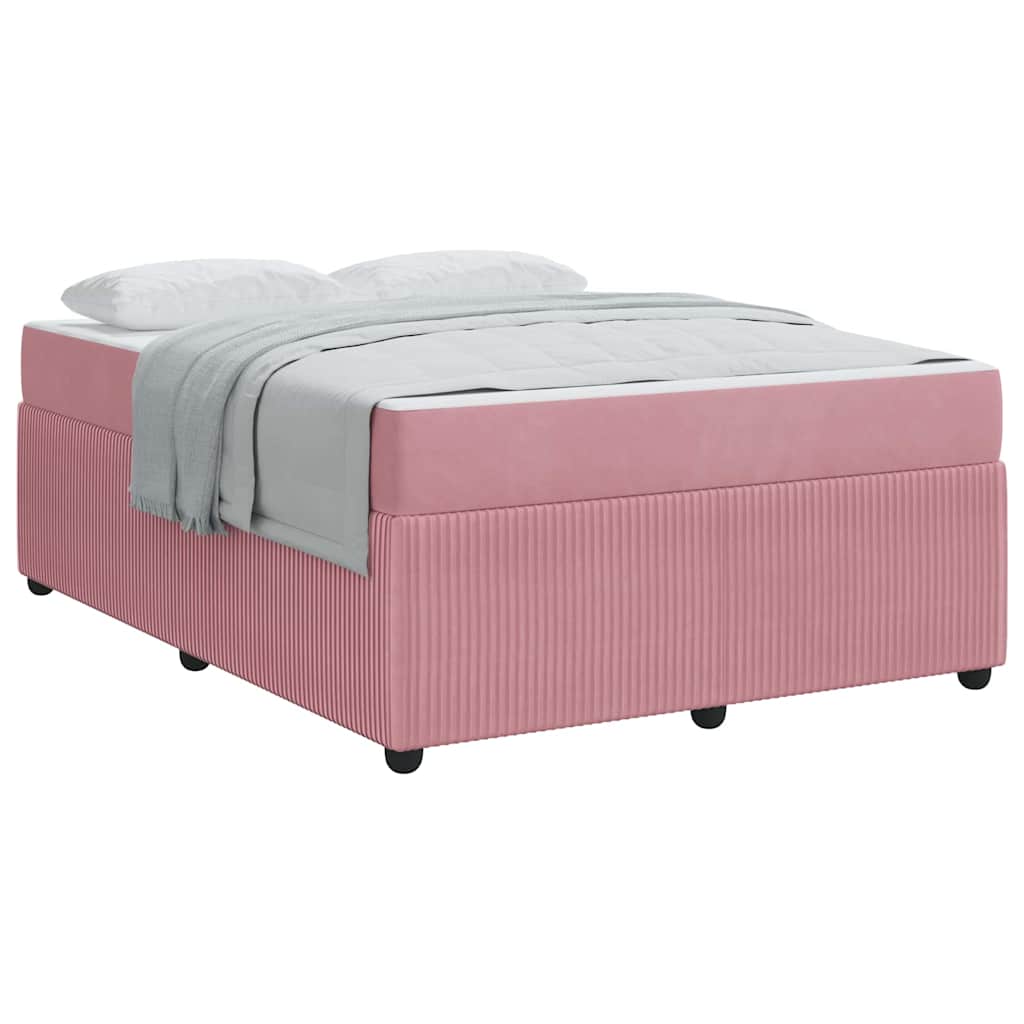 Bettgestell mit Matratze mit Matratze Rosa 140 x 200 cm Samt