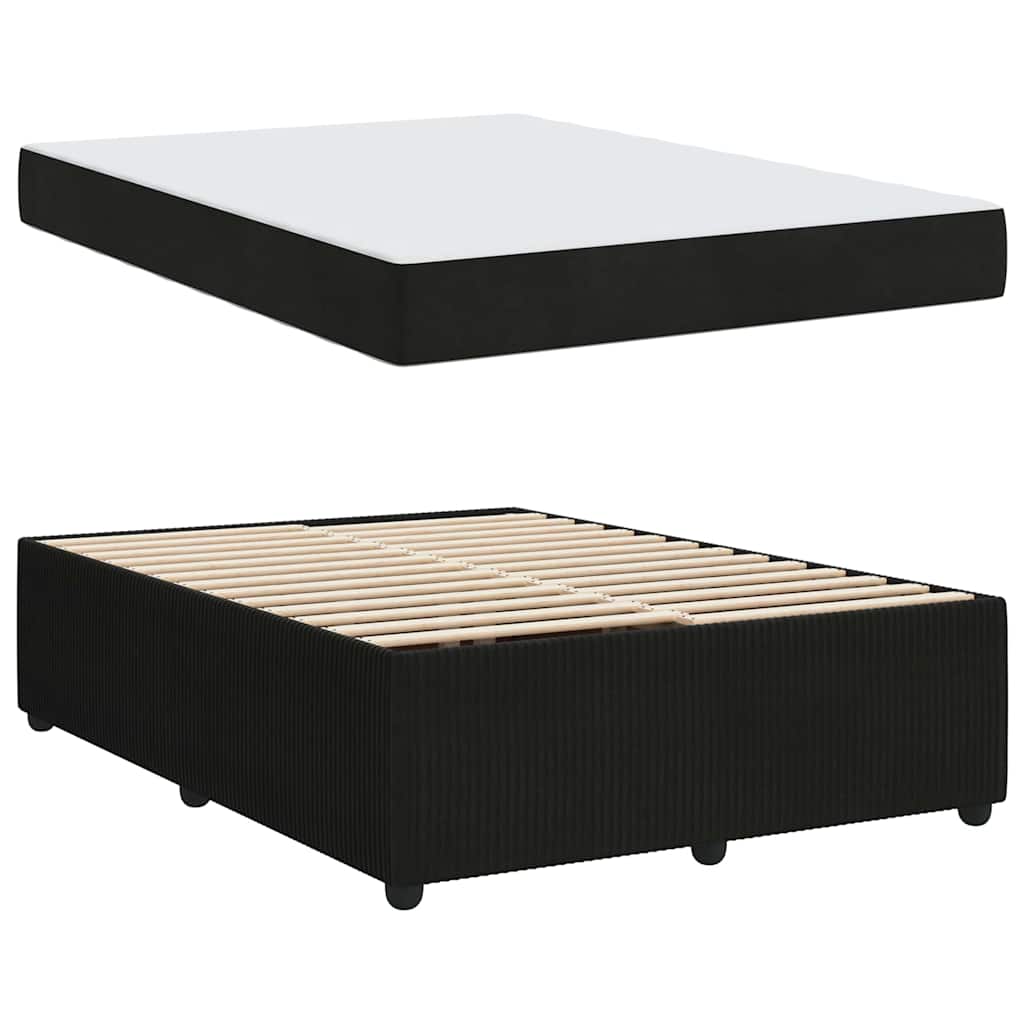 Bettgestell mit Matratze mit Matratze Schwarz 160 x 200 cm Samt