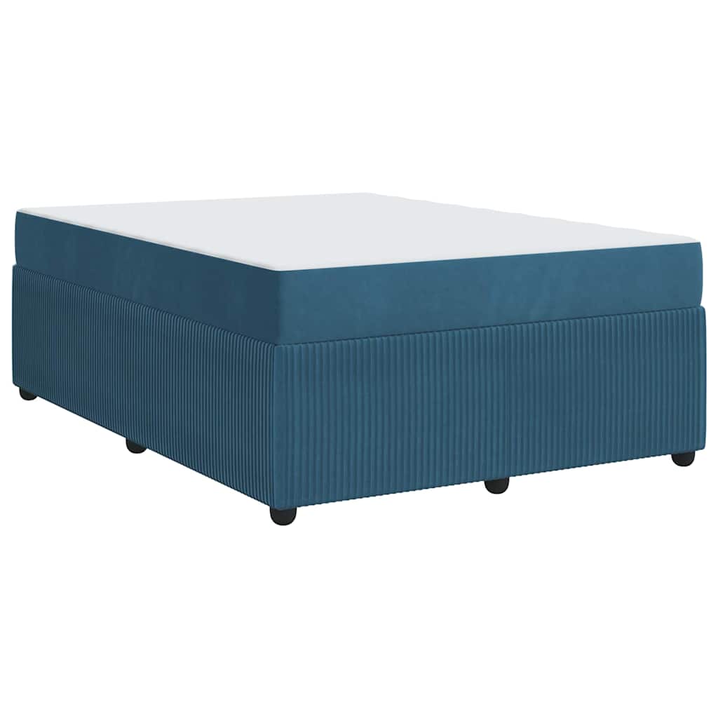 Bettgestell mit Matratze mit Matratze Blau 160 x 200 cm Samt