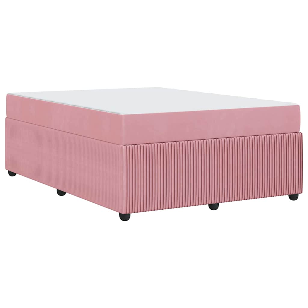 Bettgestell mit Matratze mit Matratze Rosa 160 x 200 cm Samt