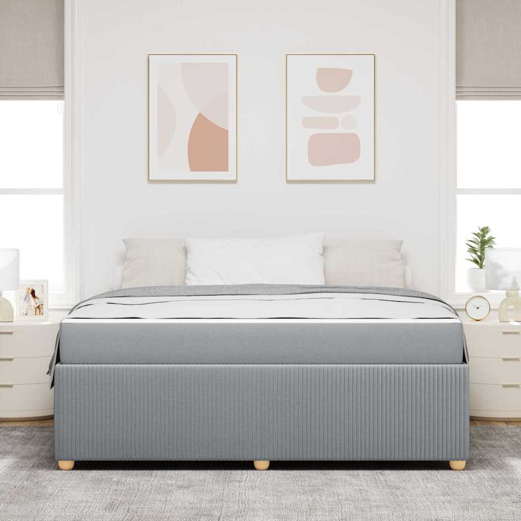 Bettgestell mit Matratze Hellgrau 180 x 200 cm Stoff