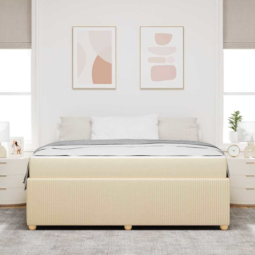 Bettgestell mit Matratze mit Matratze Creme 180 x 200 cm Stoff