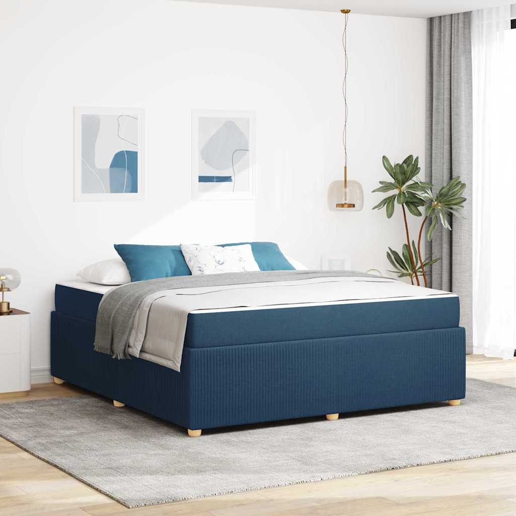 Bettgestell mit Matratze mit Matratze Blau 180 x 200 cm Stoff