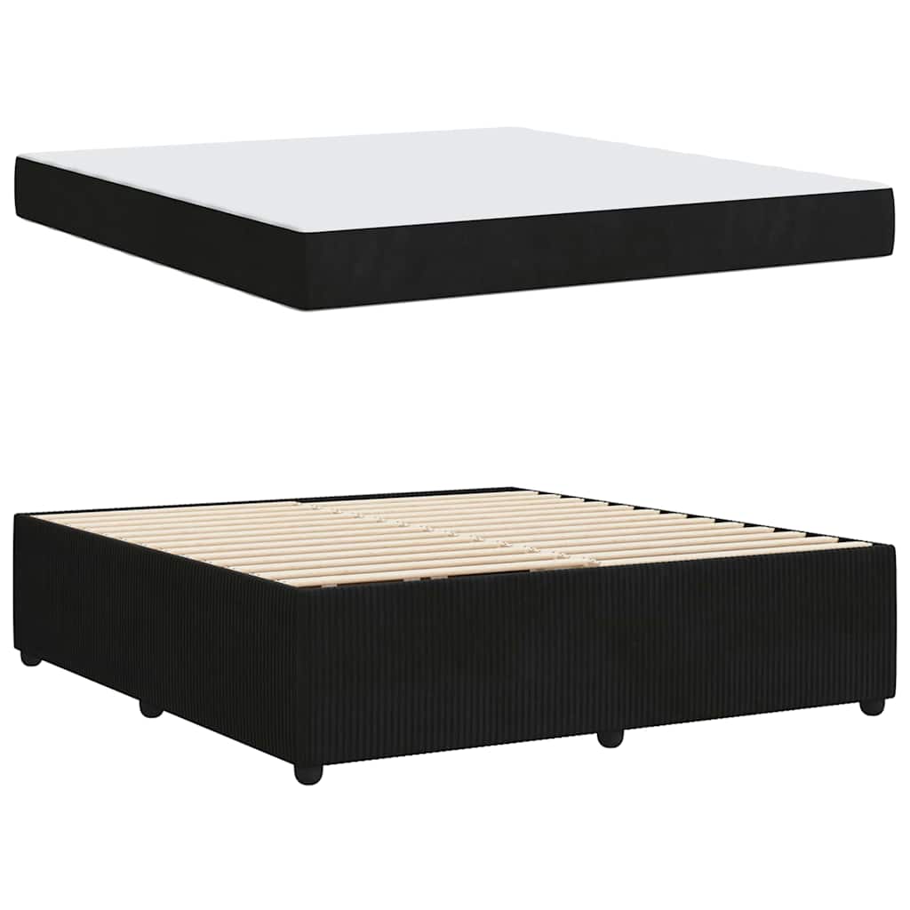 Bettgestell mit Matratze mit Matratze Schwarz 180 x 200 cm Samt
