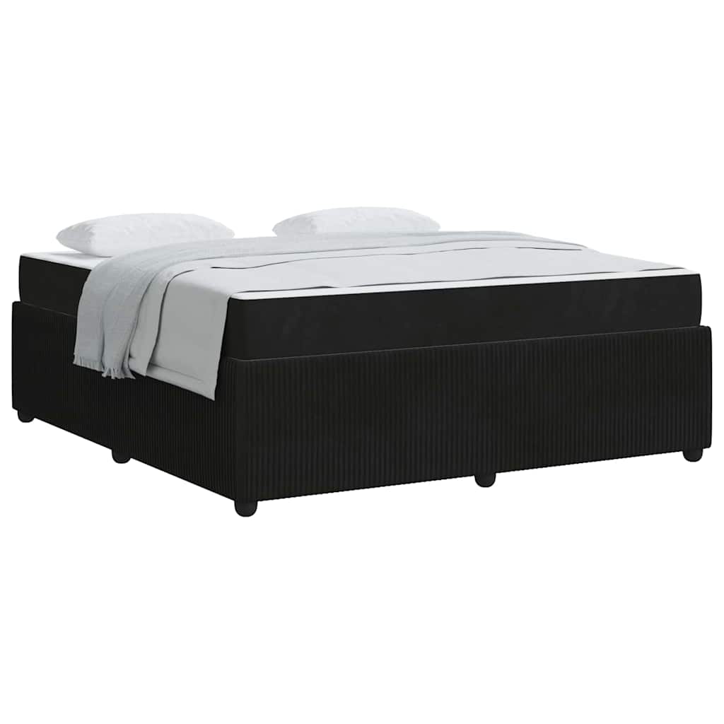 Bettgestell mit Matratze mit Matratze Schwarz 180 x 200 cm Samt