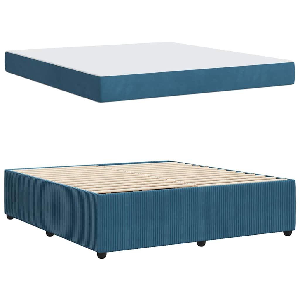 Bettgestell mit Matratze mit Matratze Blau 180 x 200 cm Samt