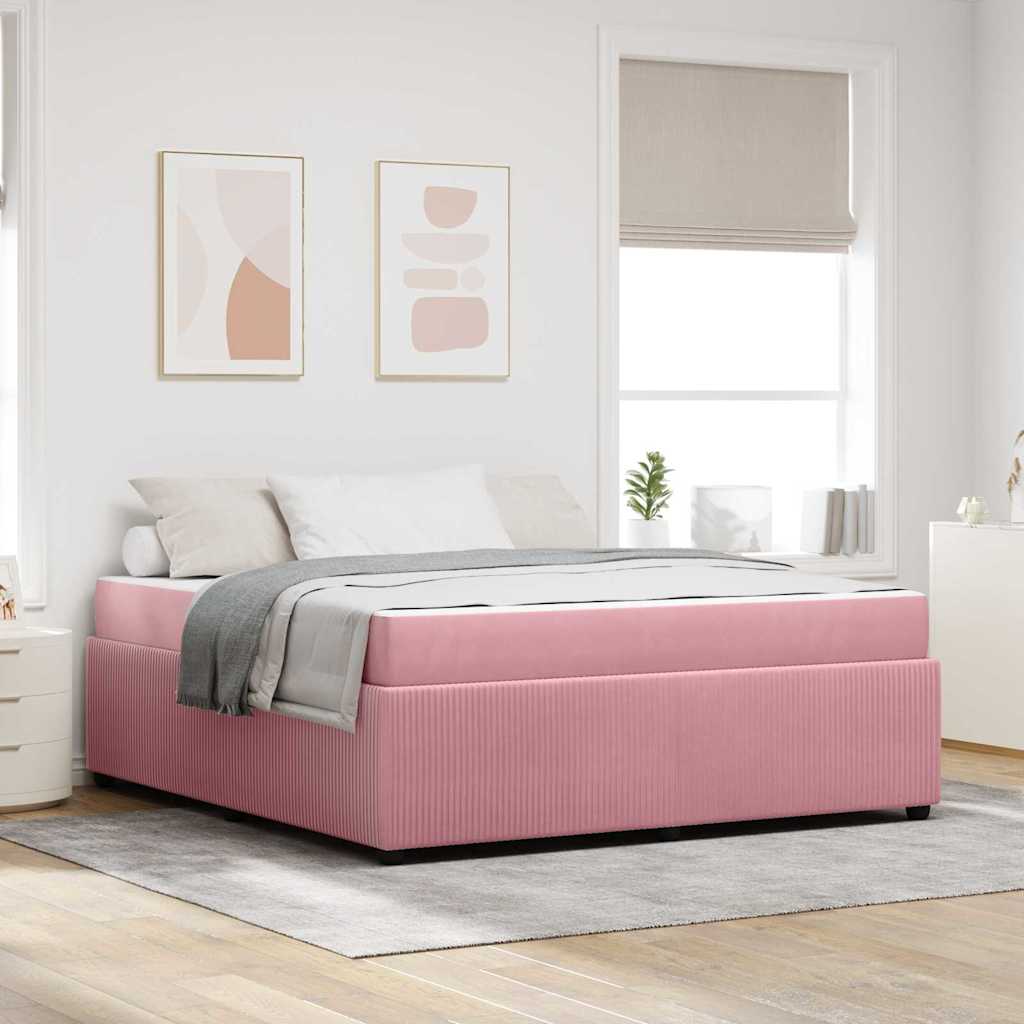 Bettgestell mit Matratze mit Matratze Rosa 180 x 200 cm Samt