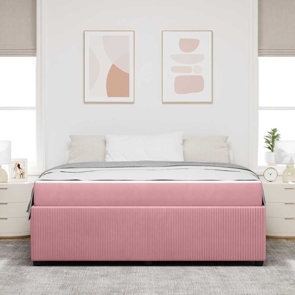 Bettgestell mit Matratze mit Matratze Rosa 180 x 200 cm Samt