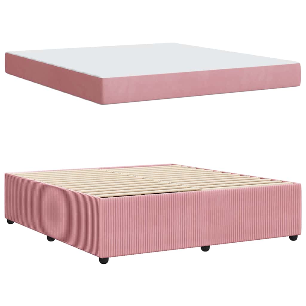 Bettgestell mit Matratze mit Matratze Rosa 180 x 200 cm Samt
