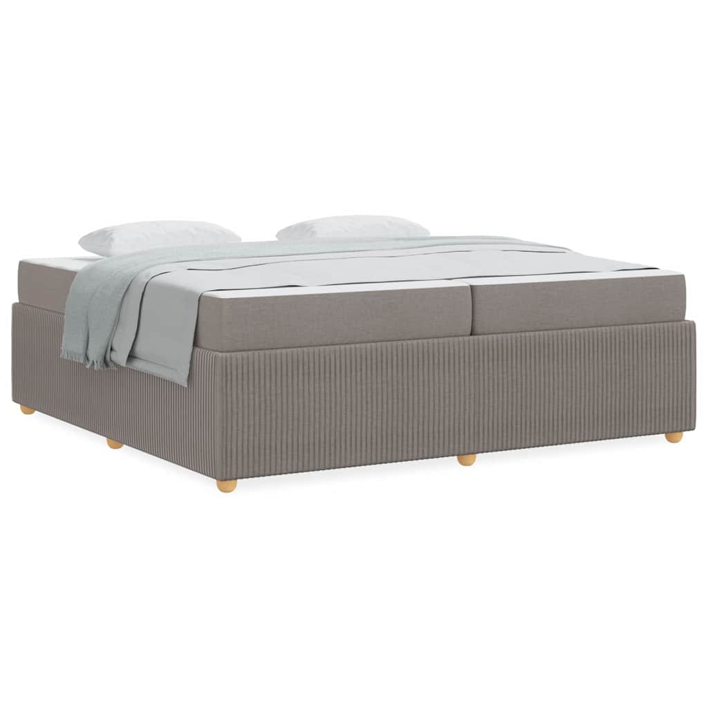 Bettgestell mit Matratze mit Matratze Taupe 200 x 200 cm Stoff