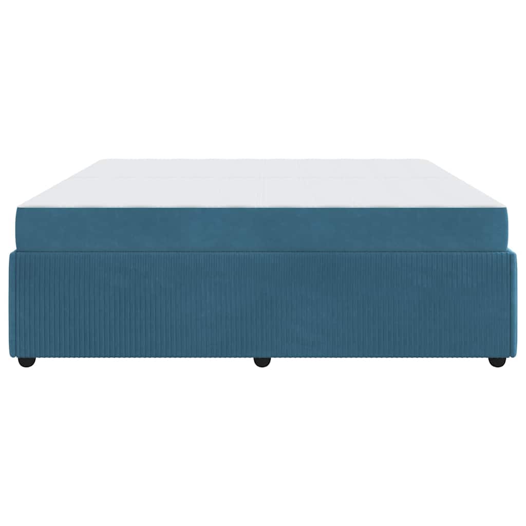 Bettgestell mit Matratze mit Matratze Blau 200 x 200 cm Samt