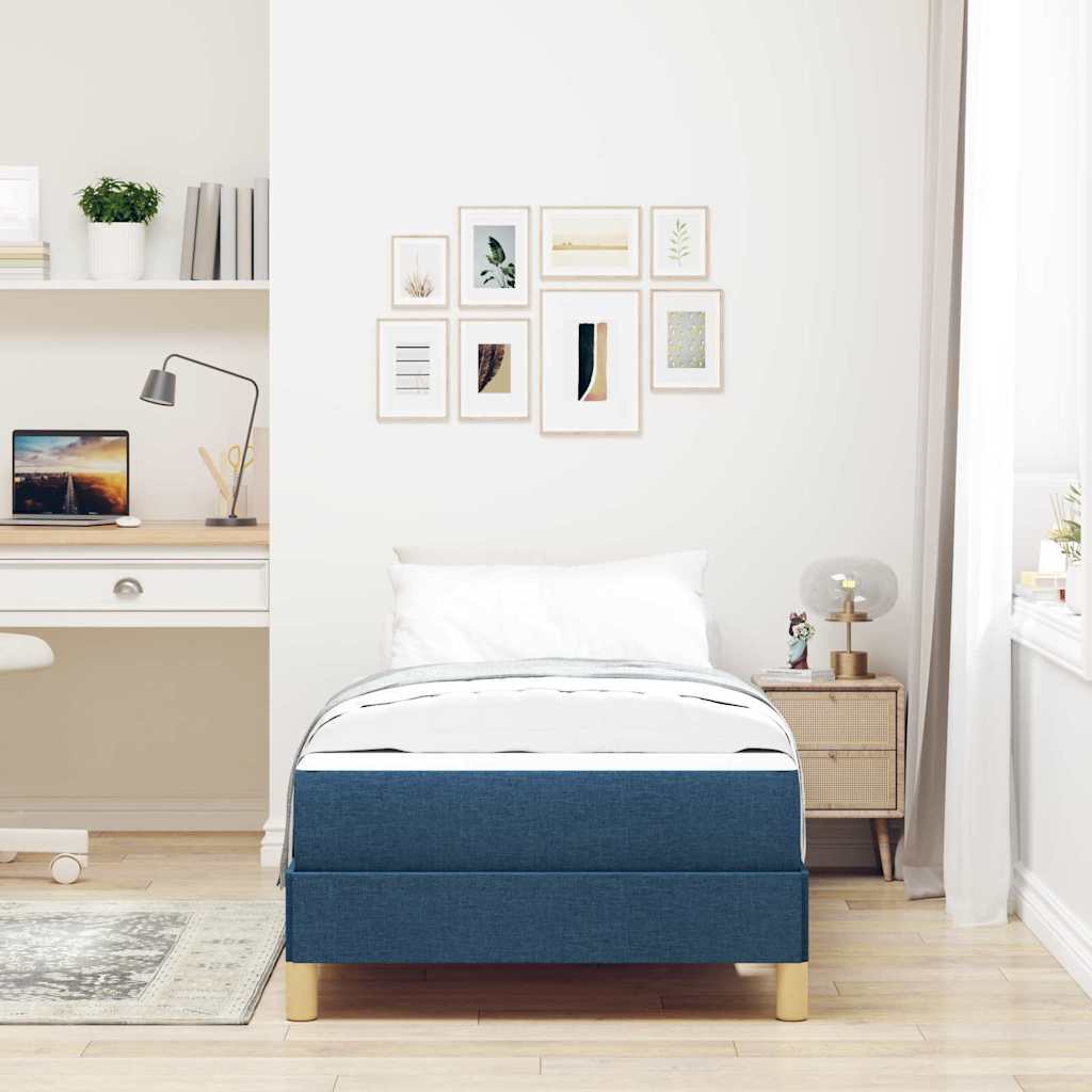 Boxspringbett Blau, Braun 80 x 200 cm Stoff, Ingenieurholz