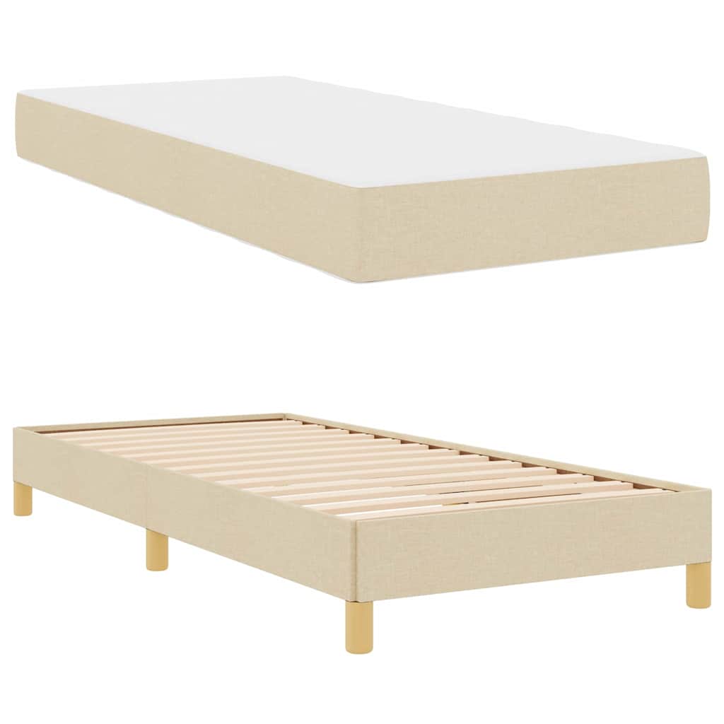 Boxspringbett Creme, Braun 100 x 200 cm Stoff, Ingenieurholz