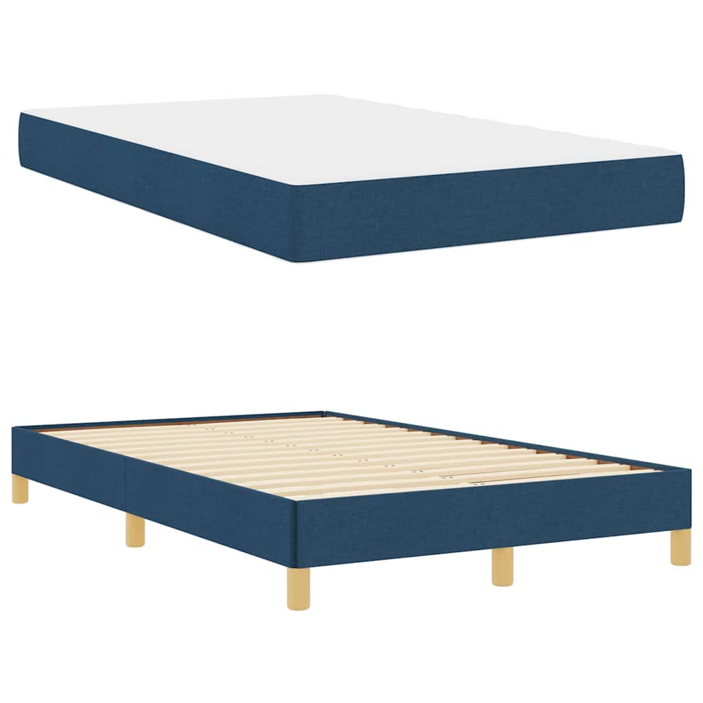 Boxspringbett Blau, Braun 120 x 200 cm Stoff, Ingenieurholz