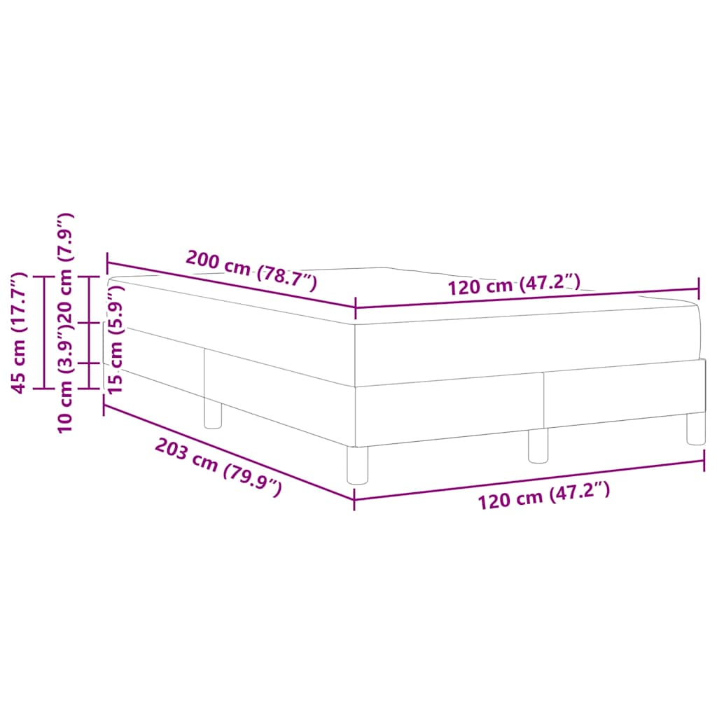 Boxspringbett Blau, Braun 120 x 200 cm Stoff, Ingenieurholz