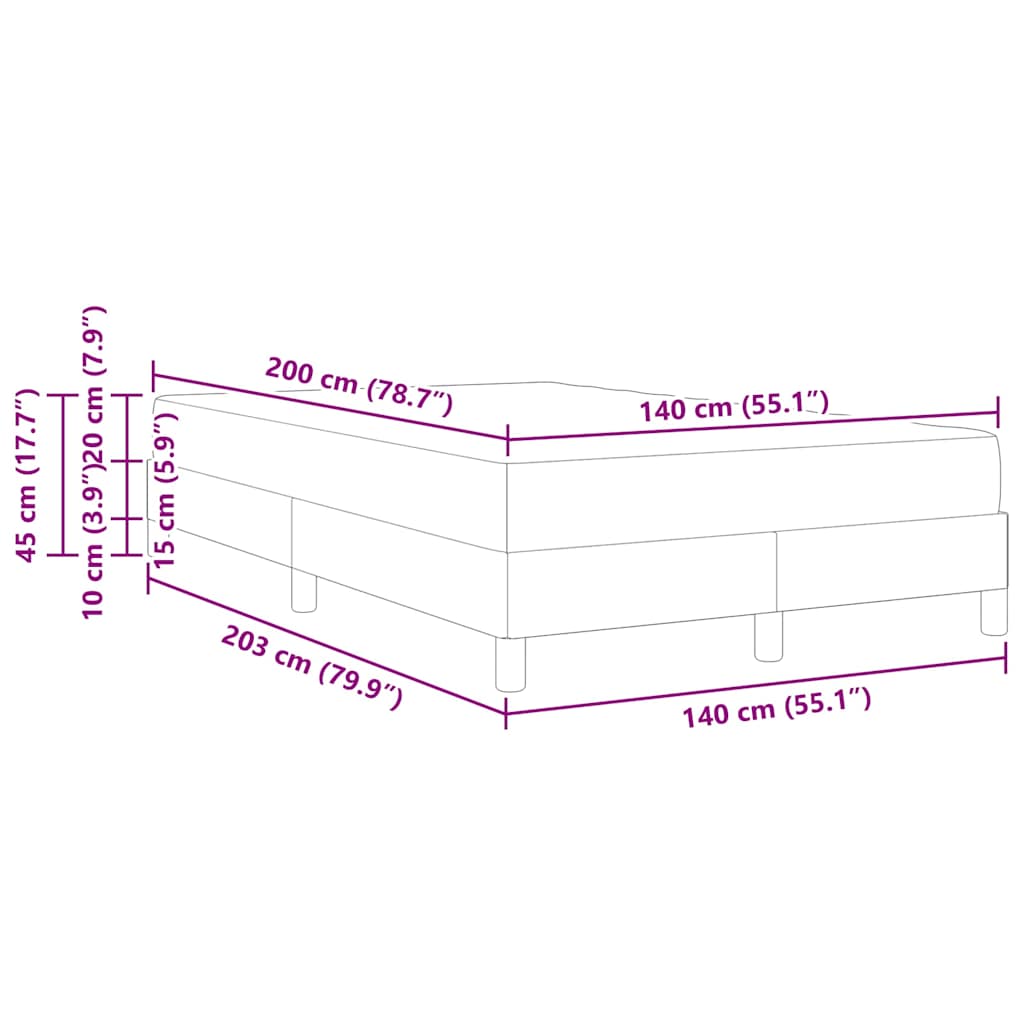 Boxspringbett Blau und Braun 140 x 200 cm
