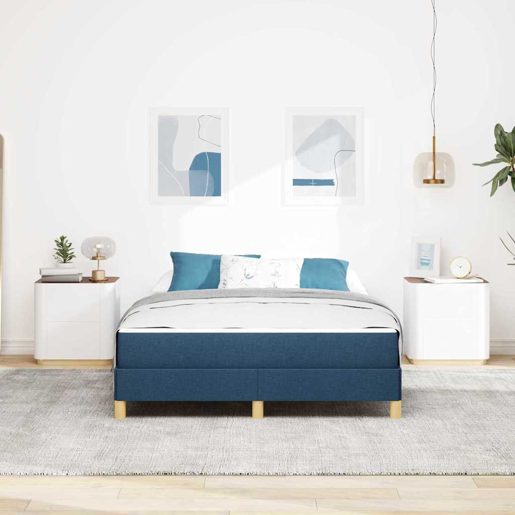 Boxspringbett Blau, Braun 160 x 200 cm Stoff, Ingenieurholz