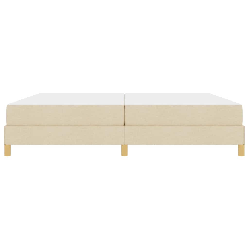Boxspringbett Creme, Braun 200 x 200 cm Stoff, Ingenieurholz