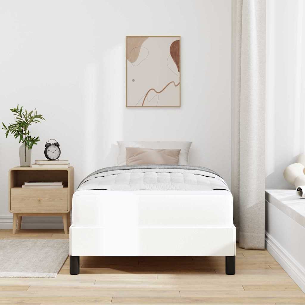 Bett mit Matratze Reinweiß 90 x 190 cm Kunstleder