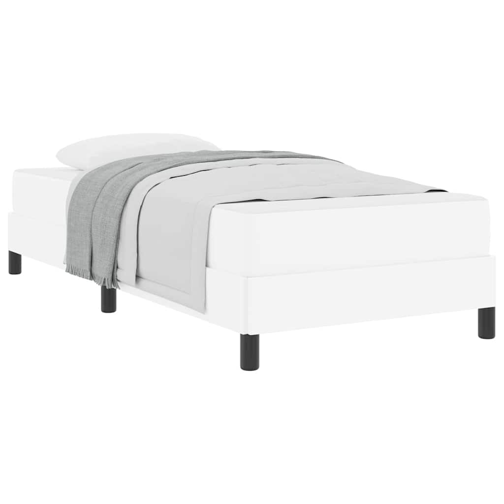 Bett mit Matratze Reinweiß 90 x 190 cm Kunstleder