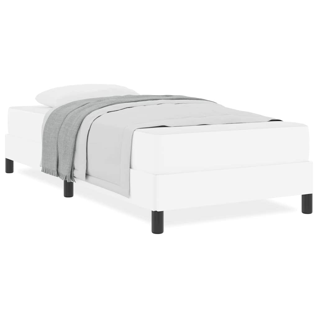 Bett mit Matratze Reinweiß 90 x 200 cm Kunstleder
