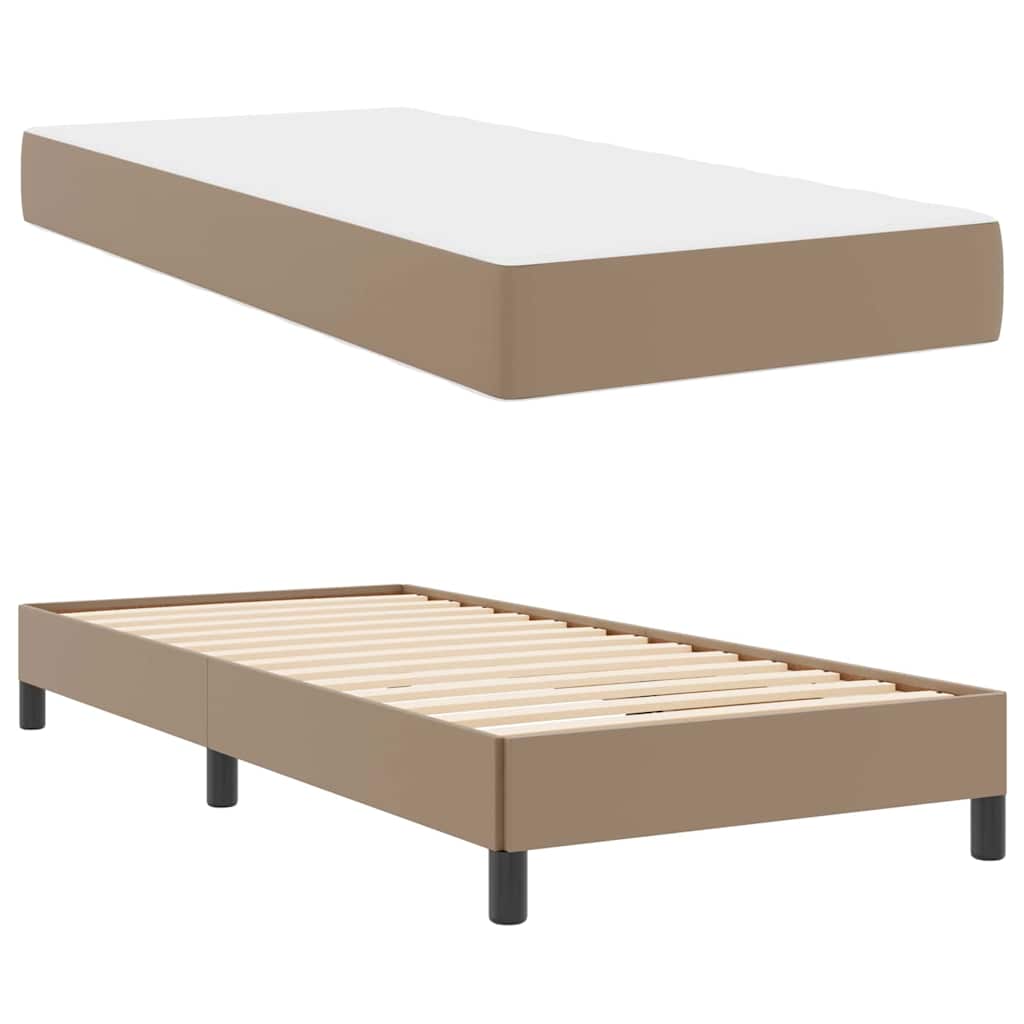 Bett mit Matratze Cappuccino 100 x 200 cm Kunstleder