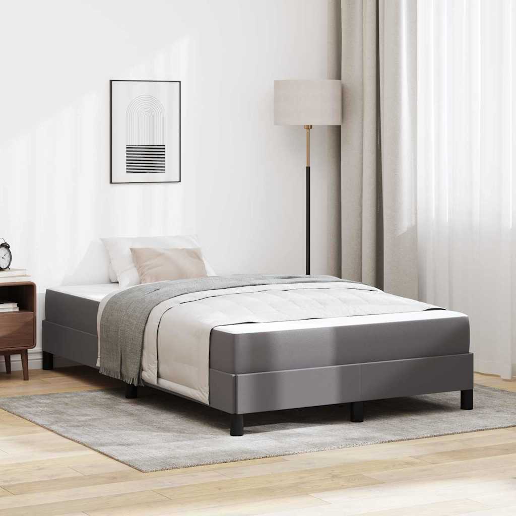 Bett mit Matratze Grau 120 x 200 cm Kunstleder