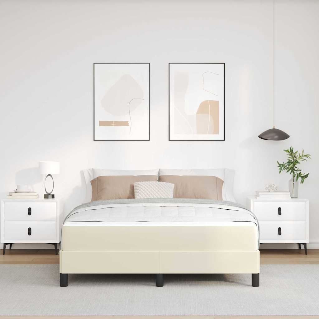 Bett mit Matratze Creme 140 x 190 cm Kunstleder