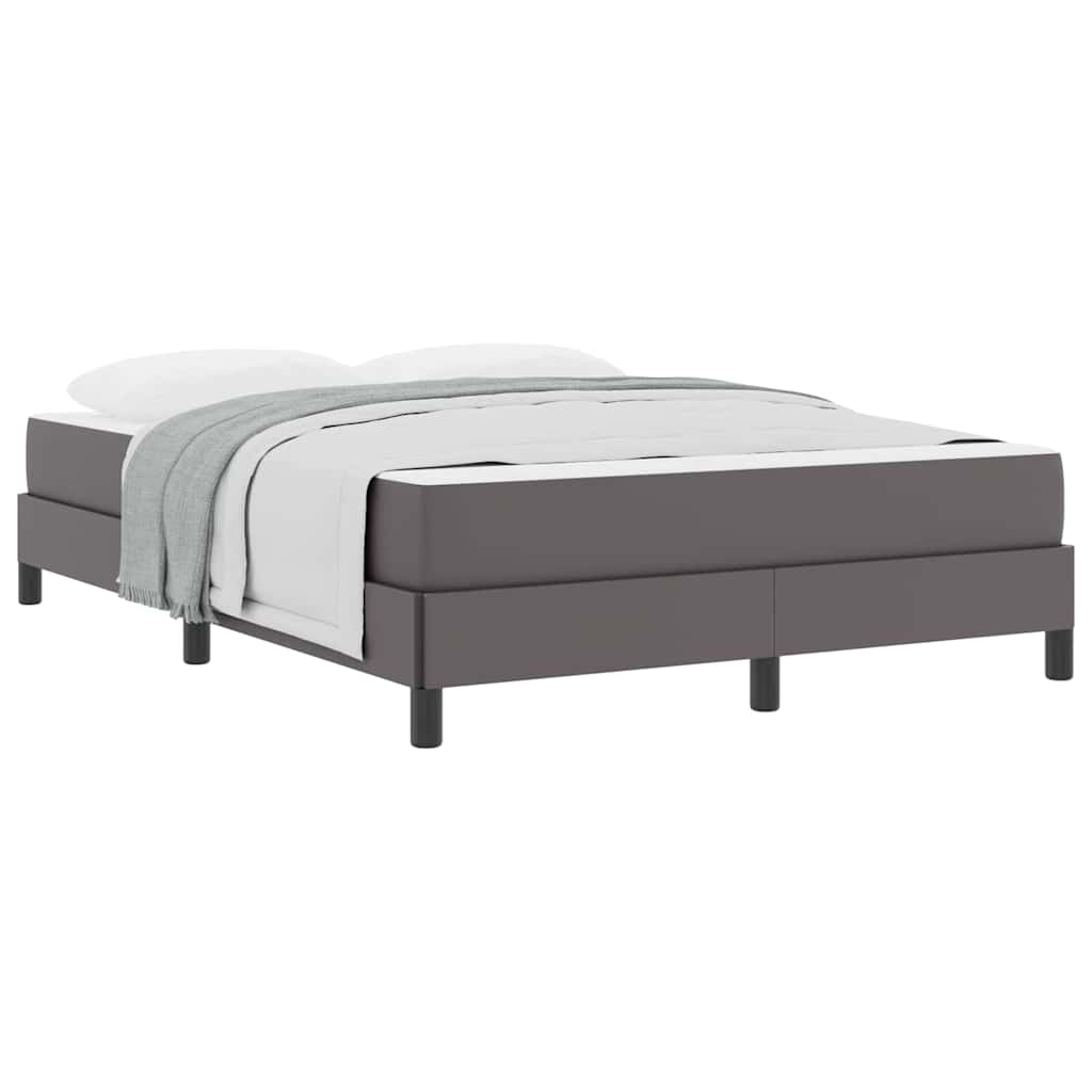 Bett mit Matratze Grau 140 x 190 cm Kunstleder