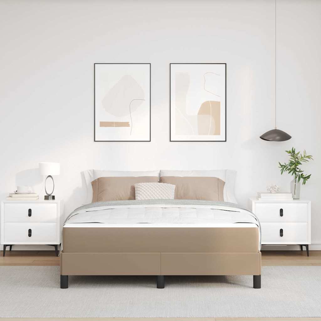 Bett mit Matratze Cappuccino 140 x 190 cm Kunstleder